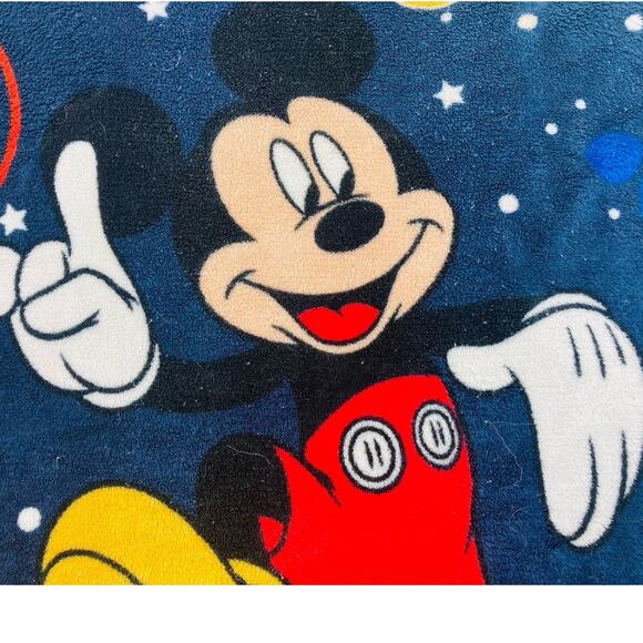 Mickey Mouse Disney Plush Fleece Kid Blanket Blast Off Rocket Space Countdown Bl - Picture 9 of 10